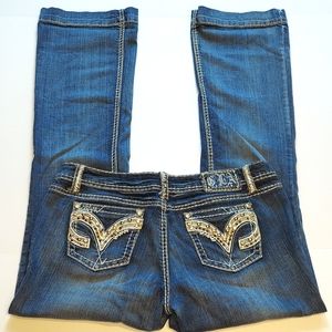 Grace in LA Distressed Flare Bootcut Jean